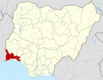 Map of Nigeria highlighting Ogun State